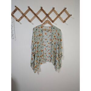 Maurices Green Floral Open Front Kimono Coverup - One Size